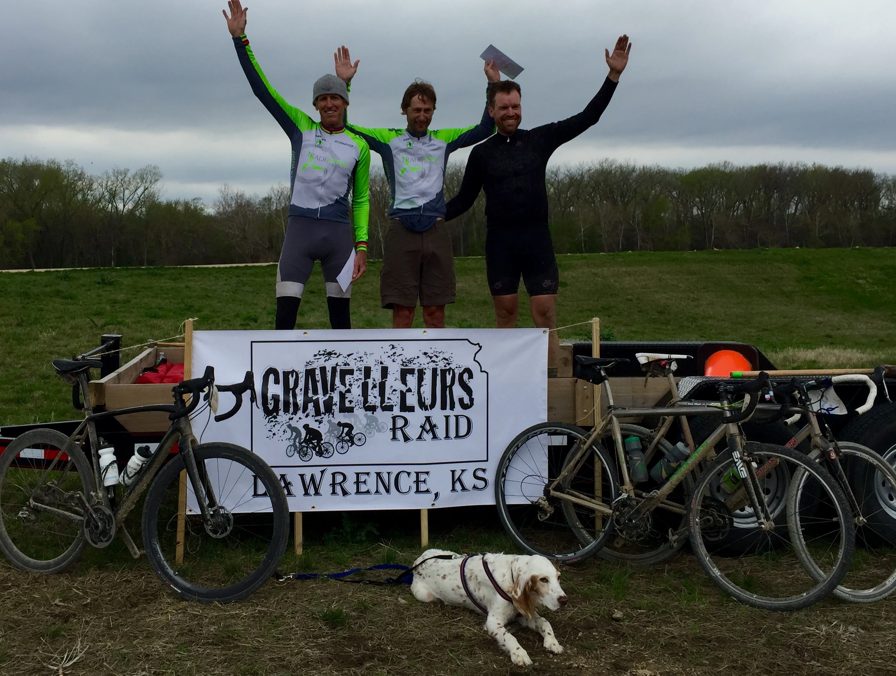Podium from yesterday&rsquo;s Gravelleur&rsquo;s Raid 100 mile gravel race.
