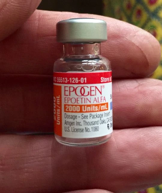 Here is a vial of the drug of choice for endurance athletes the last two decades or so. It seemed so weird even holding it.