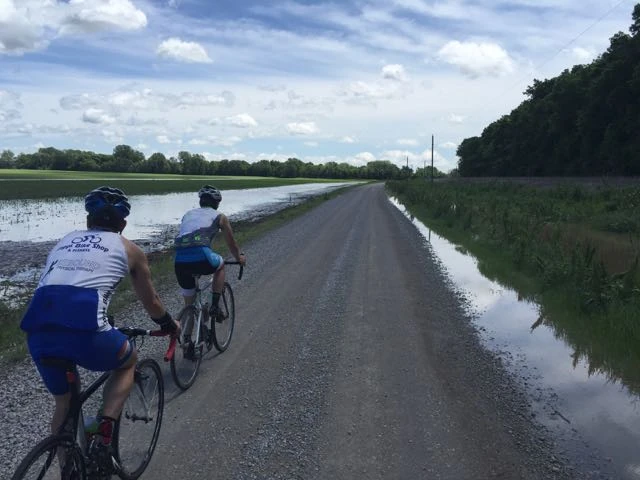 The roads were sometimes nearly underwater yesterday. We had to deviate around some low water bridges.