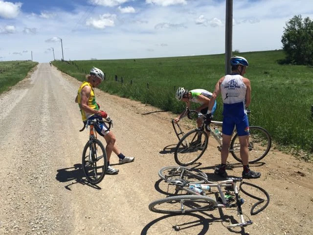 We flatted a ton yesterday. Eric flatted 3 times, me too. I hate stopping for flats on a hot day. 
