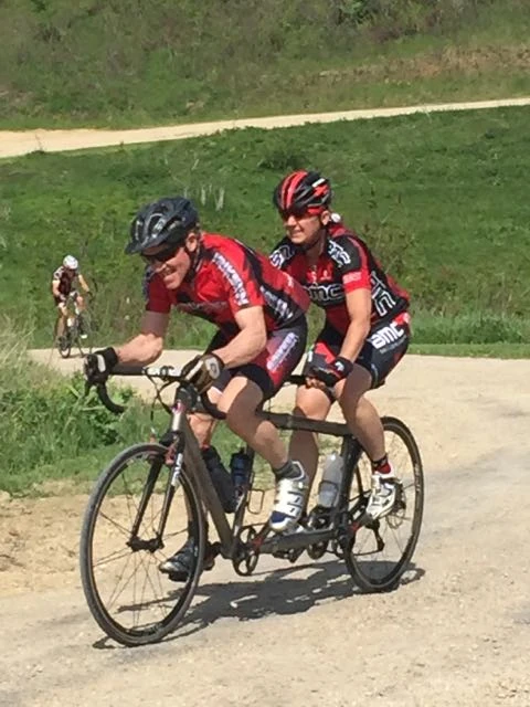 Kent and Trudi climbing on gravel yesterday.