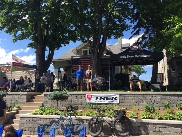 Jeff Bradley&rsquo;s Trek shop&rsquo;s hangout. Dennis is comfortable in the chair in the shade.