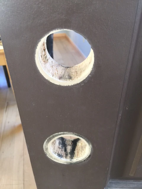 No deadbolt or handle.