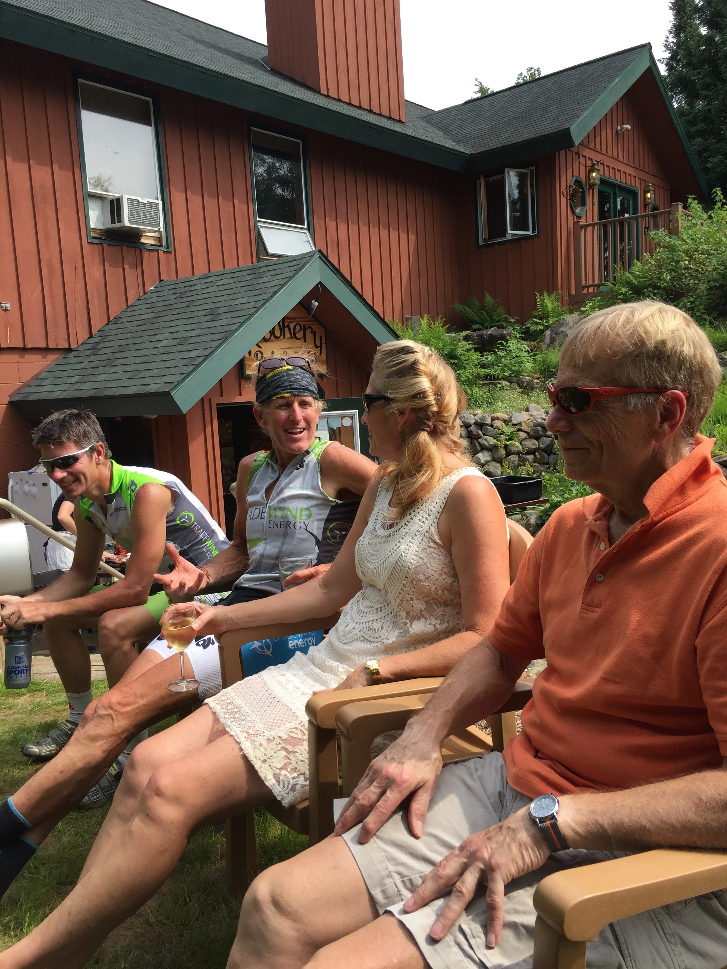 Talking to Molly while she was taking a break.