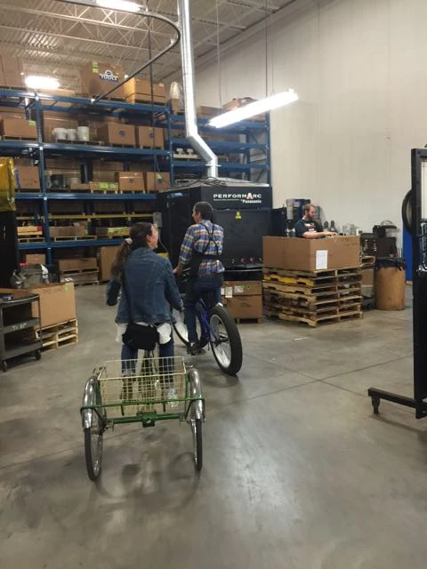 We got on bikes to do a full tour. They have a super big collection of vintage bikes.