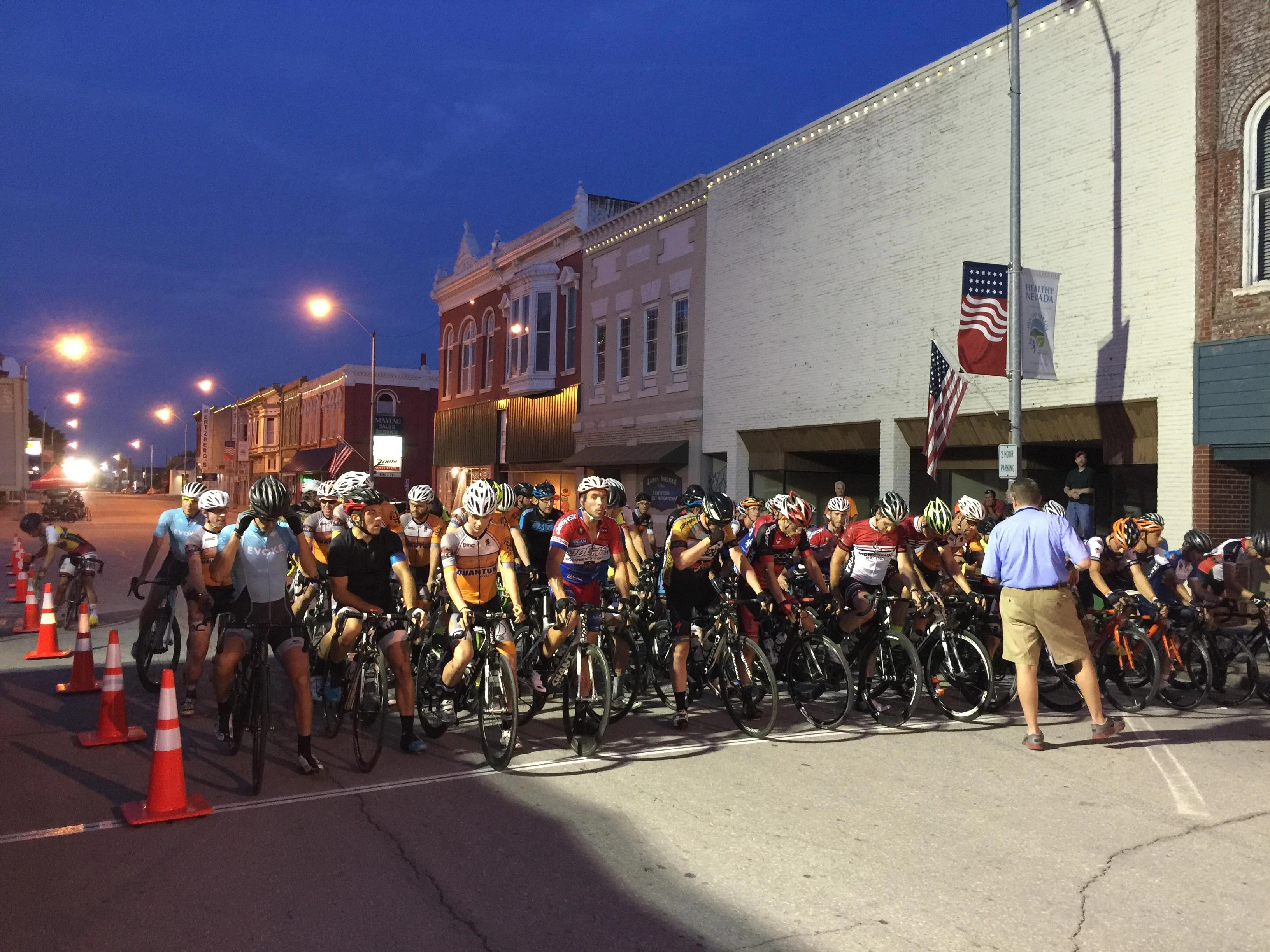 Lining up just at dark.