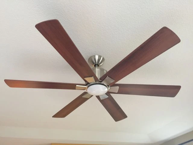 The ceiling fan we installed. Pretty nice. The hardest part was putting the remote receiver under the cover.