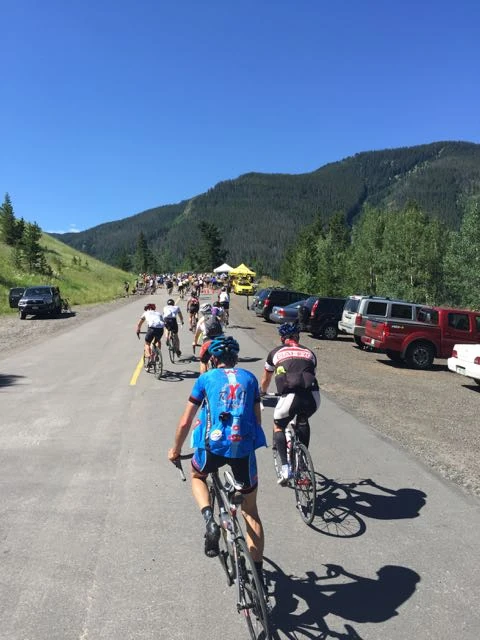 And starting up Vail Pass. Pretty much a log jam at the bottom, with a sag stop there.