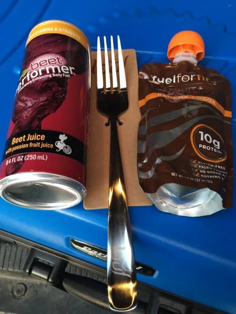 This stuff was in my race bag. This was, for sure, the first time I&rsquo;ve ever received a fork in a bag.