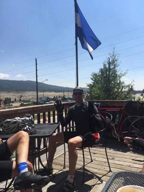 This guy was at the little coffeeshop in Alma. He told a story about signing up for Ironhorse in Durango over Memorial Day, mistakenly in the Pro division and they wouldn&rsquo;t let him change it. He ended up starting the race with Ned and all the other Pro 1/2 guy, even though he&rsquo;d never raced a race before. He said all the women passed him too. It was a good story.