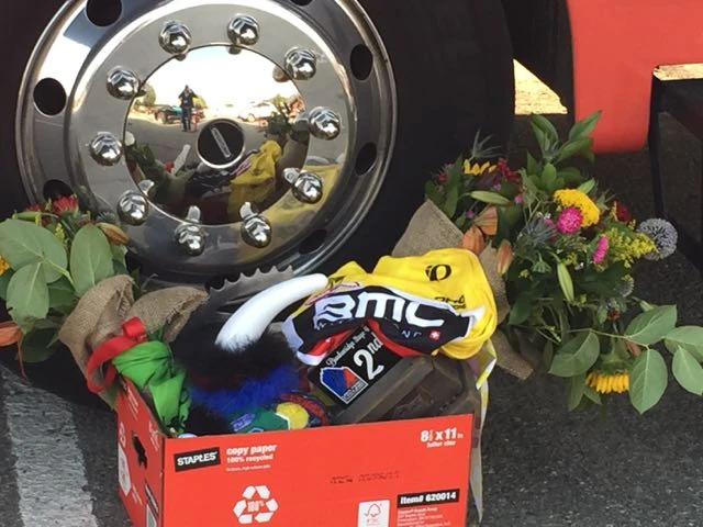 BMC took home nearly all the awards yesterday, finishing 1st and 2nd. Rohan Dennis is winning all the jersey categories it seems. I though this box sitting by the BMC bus was interesting.