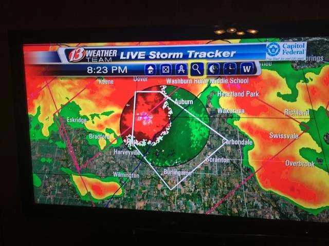 The radar was crazy red, plus the tornado sirens were going on and off for a while.