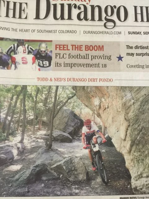 The front page of the Durango Herald this morning. They really support the sport.