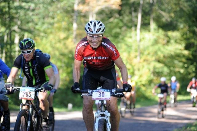 This must of been early when Dennis was happy. He was pretty hurt at the finish.