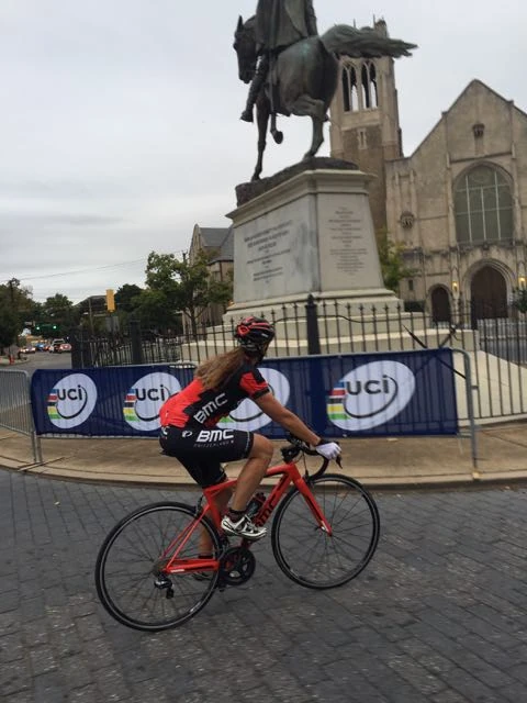 Trudi just got a new BMC Di2 bike and yesterday was it&rsquo;s maiden voyage. Nothing like the first ride of a bike being on the World Championship course.