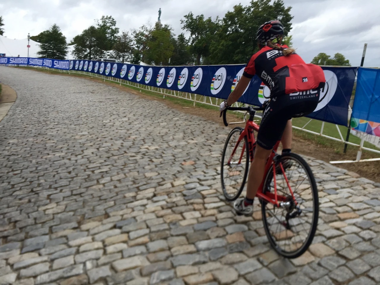 Here&rsquo;s Trudi climbing Libby Hill on her new bike. 