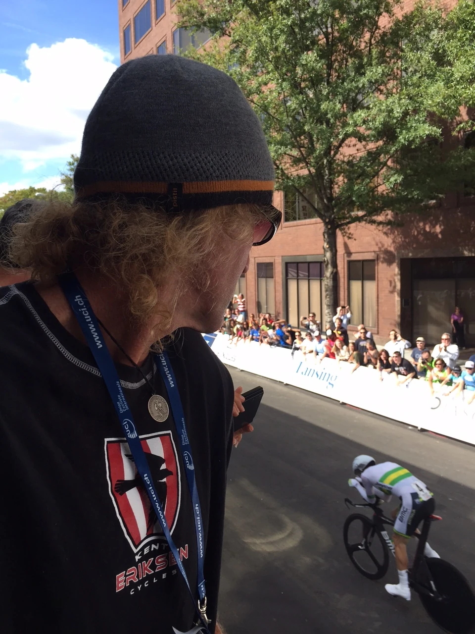 Picture from Wednesday watching Rohan Dennis finish.