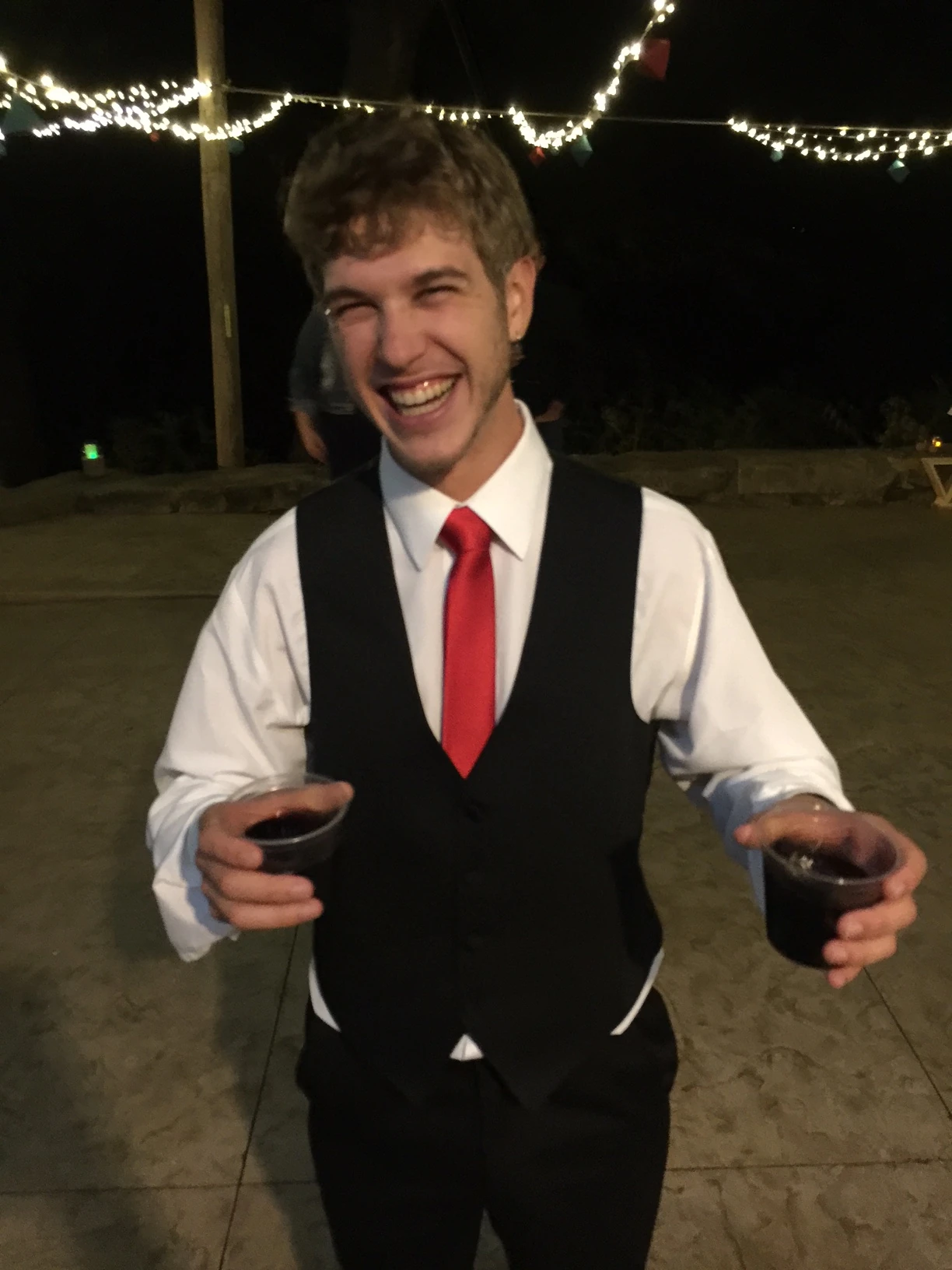 Benn was two-fisting later in the evening. He was actually getting used to the devoted husband role.