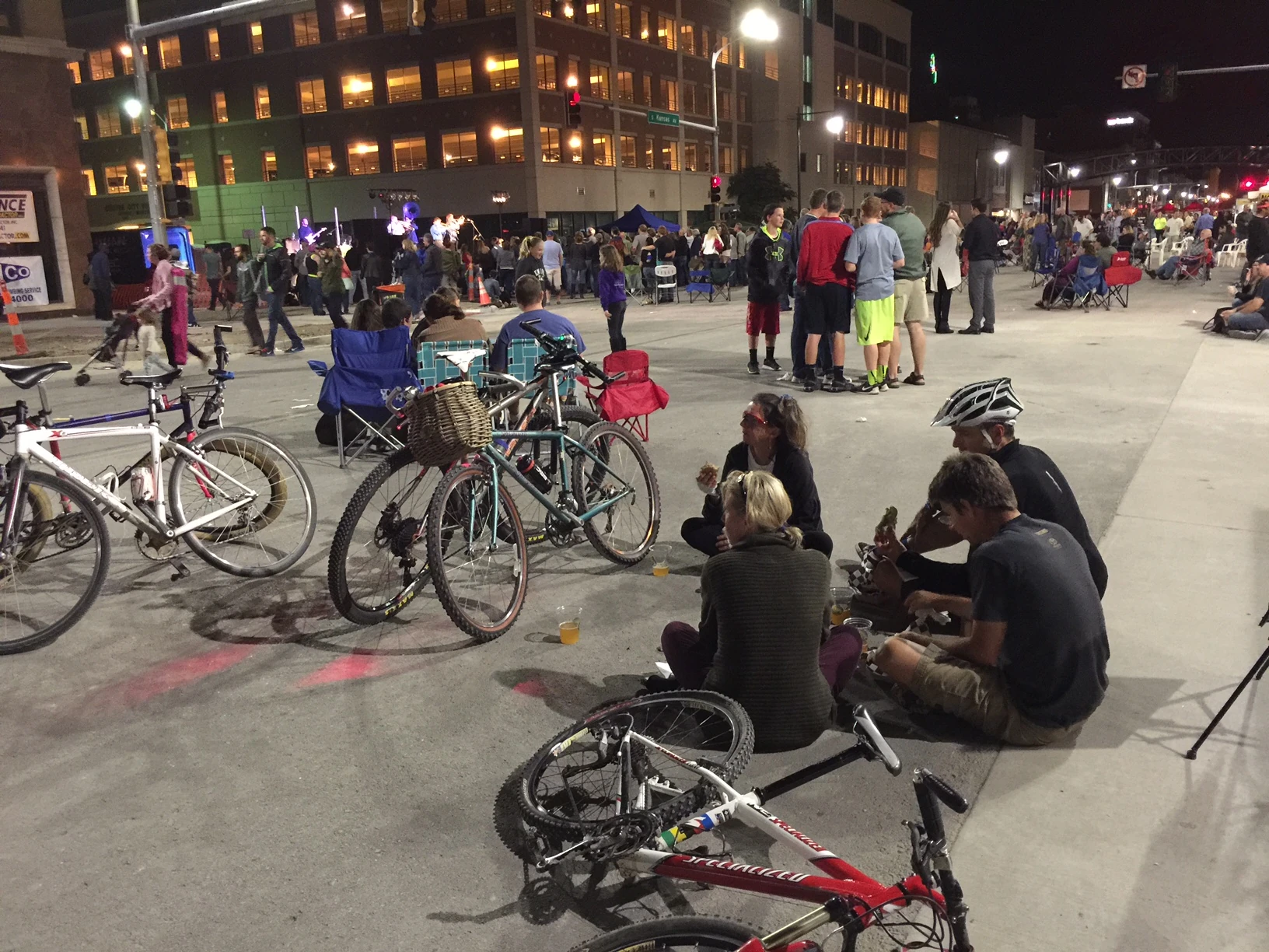 Sitting around at 9th and Kansas last night.