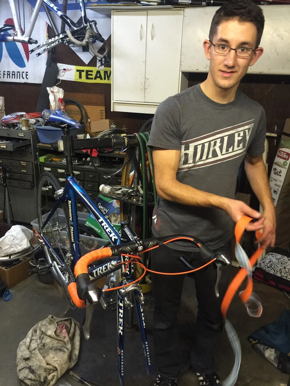 I was starting to collect the stuff I need for Berryman this weekend and Andrew came by to put his &ldquo;new&rdquo; bike together. We only had to put on the bars, cables, and tape the bars. It didn&rsquo;t take long and was fun.