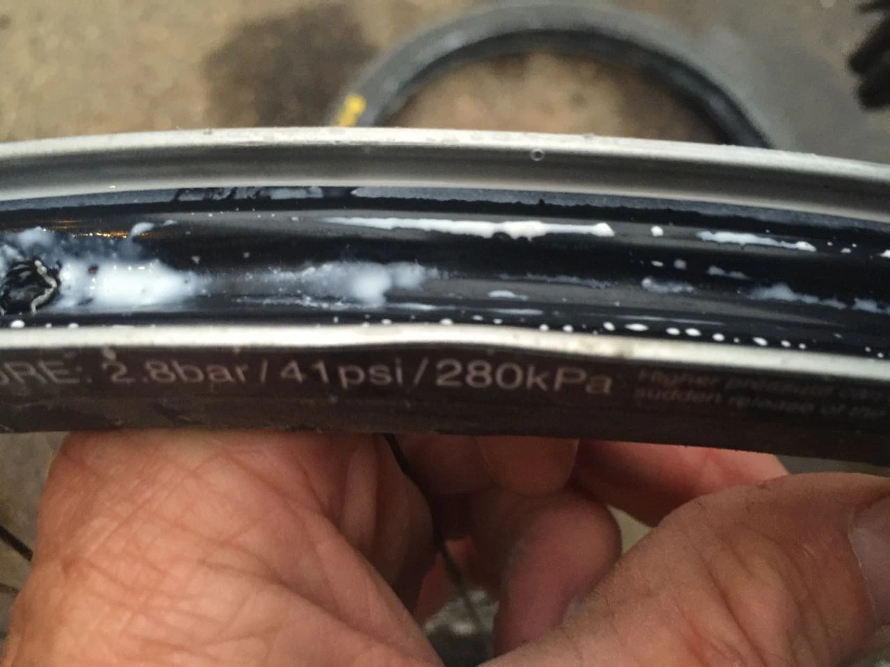 My rim was dented in a few places.