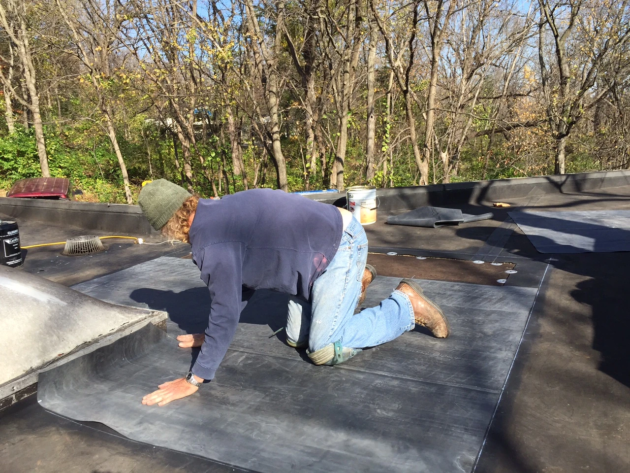 Laying out the sheet.