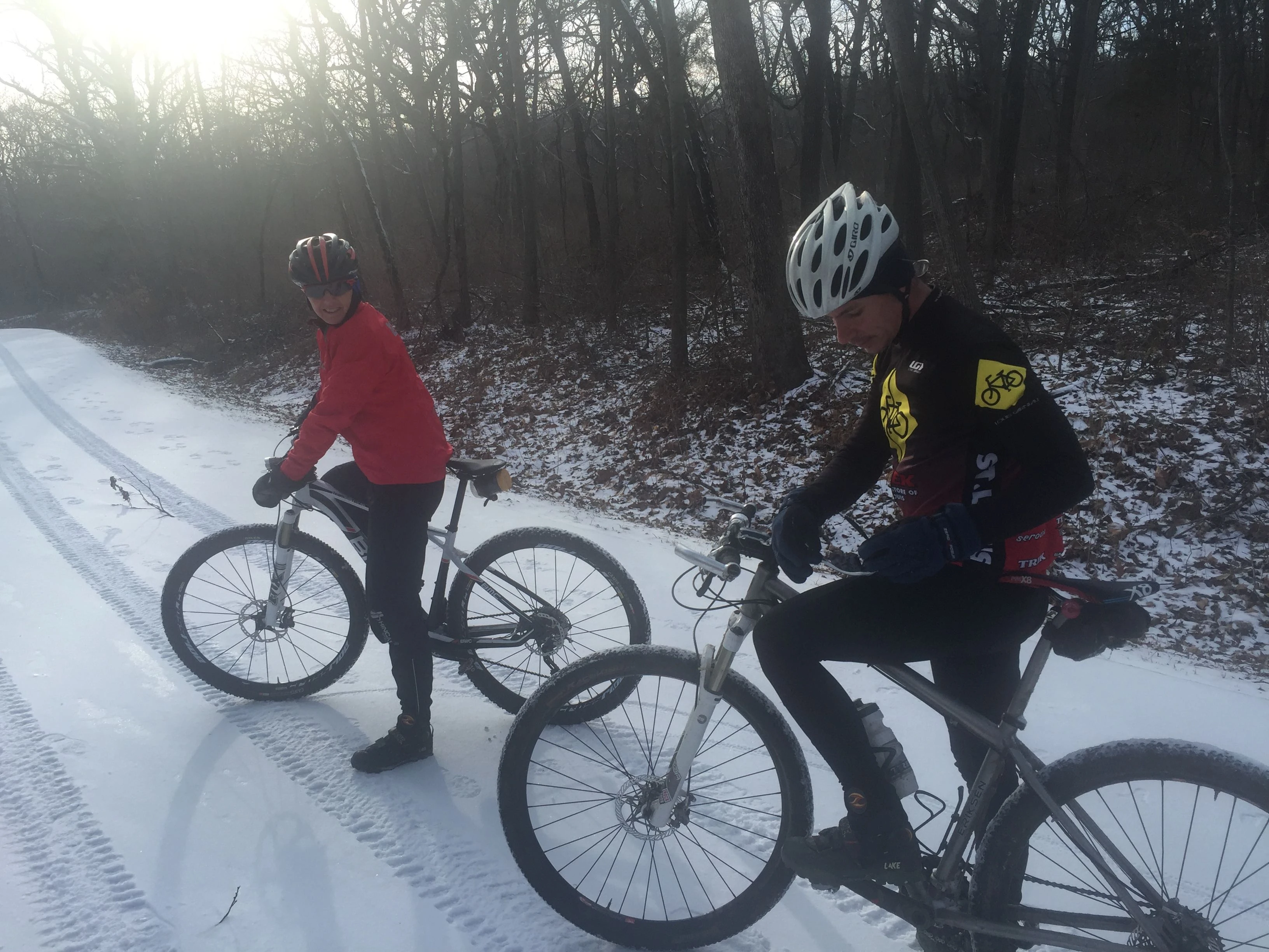 Trudi showed up, but didn&rsquo;t want to ride trails on the ice.