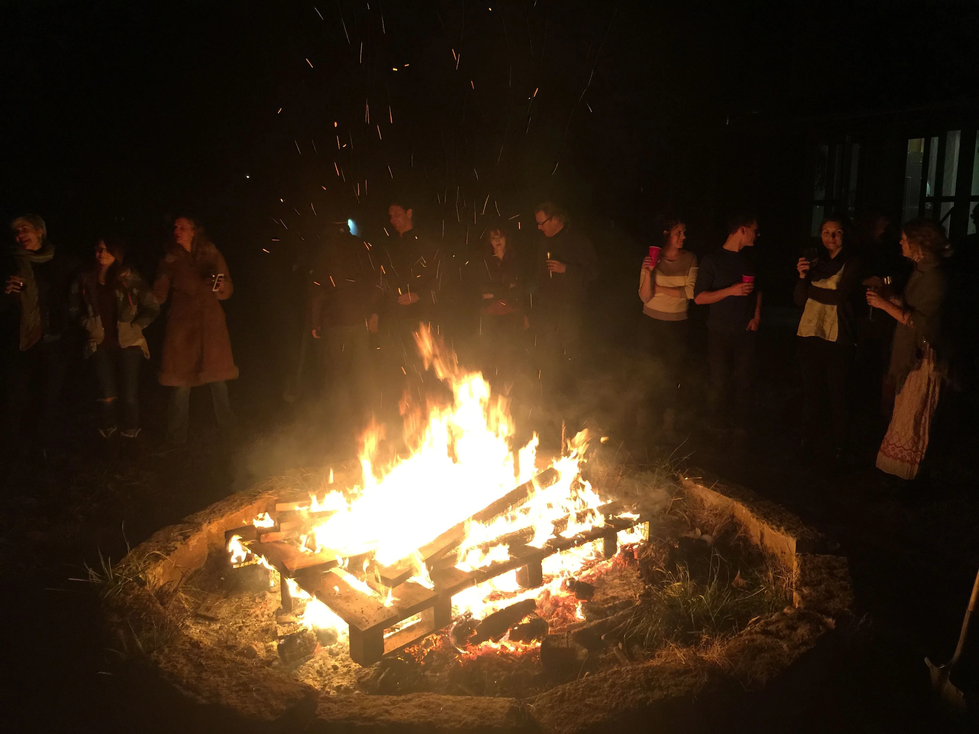 Brought in the New Year by a bonfire in his backyard. Perfect.