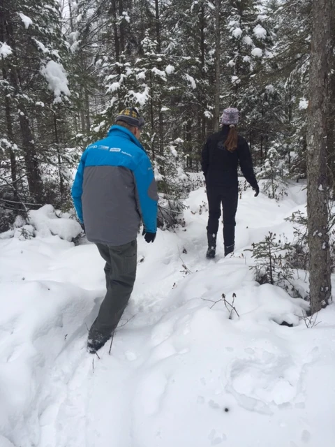 Morning lake hike with Hawkeye.