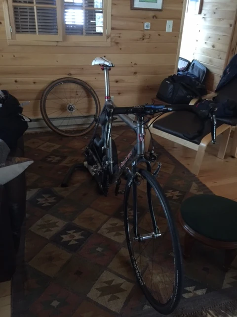 Trainer set up in the Kansas Garage.