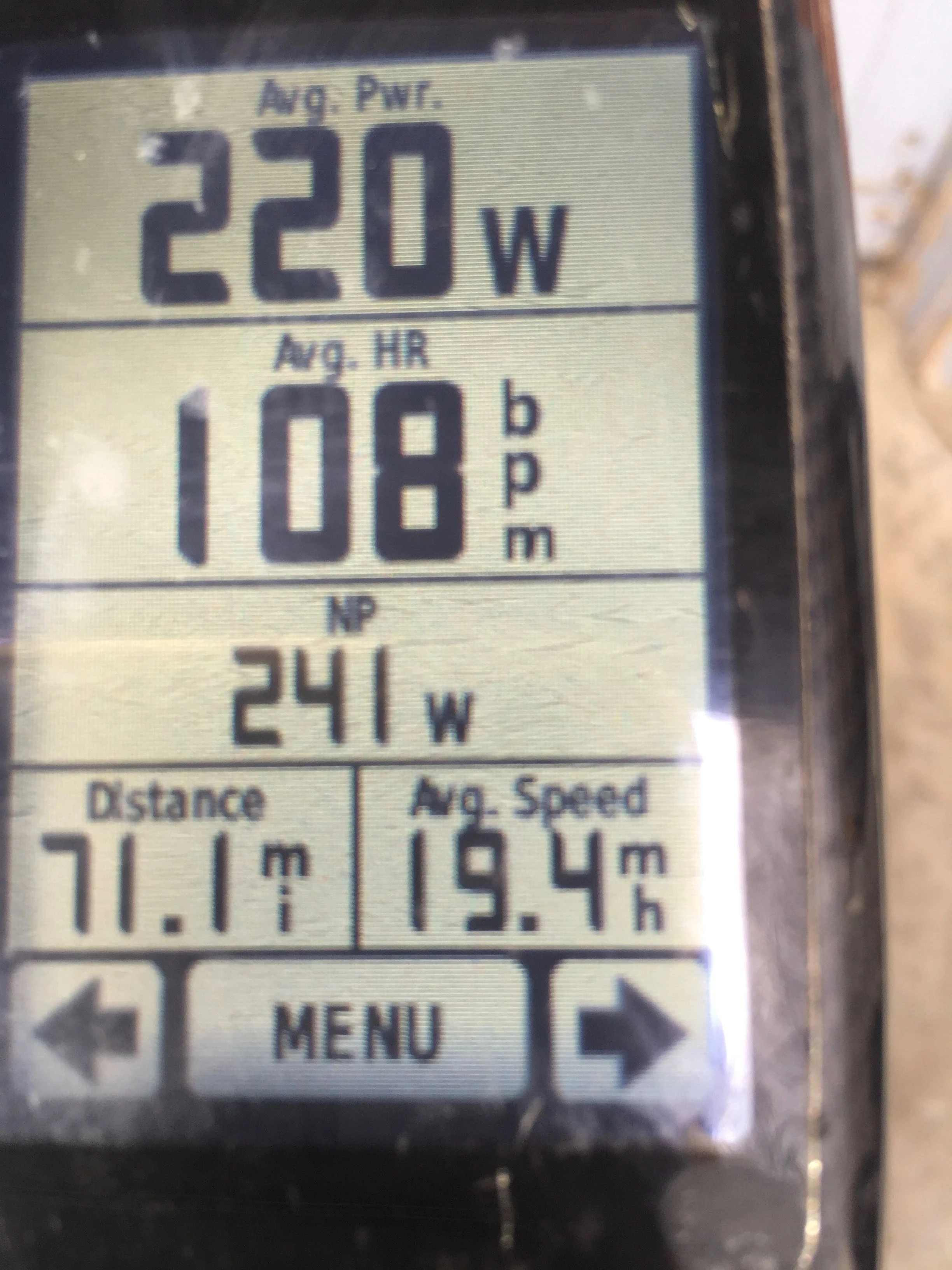 I rode back on gravel, but it was wicked headwind. Obviously my wattage was higher along with my heart rate, but it was still crazy low. 