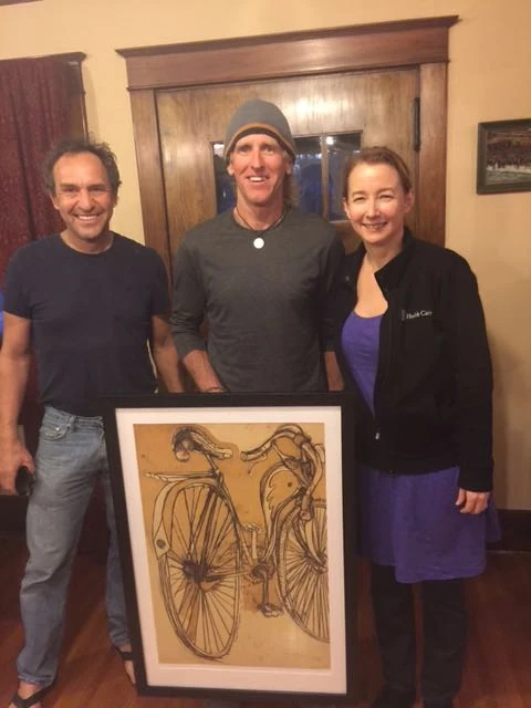 Ethan, Laura and I with Ethan&rsquo;s dad&rsquo;s art.