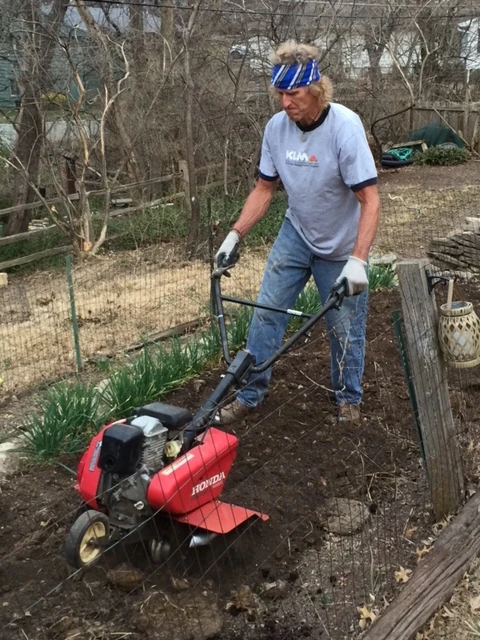 Not much space, so it is nearly harder getting the rototiller out of the garage as doing it.