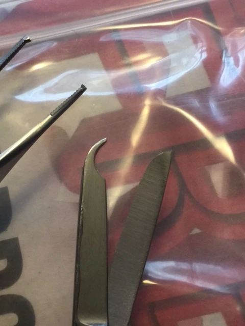 I used some of the tools I got in my medical bag from Stacie.