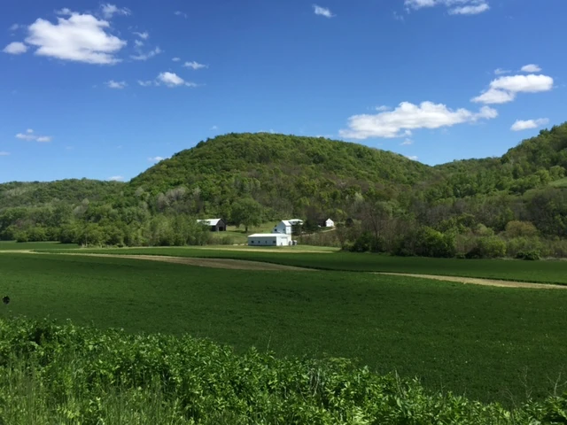 This is where we are staying. The walk just went up to the top of one of these bluffs.
