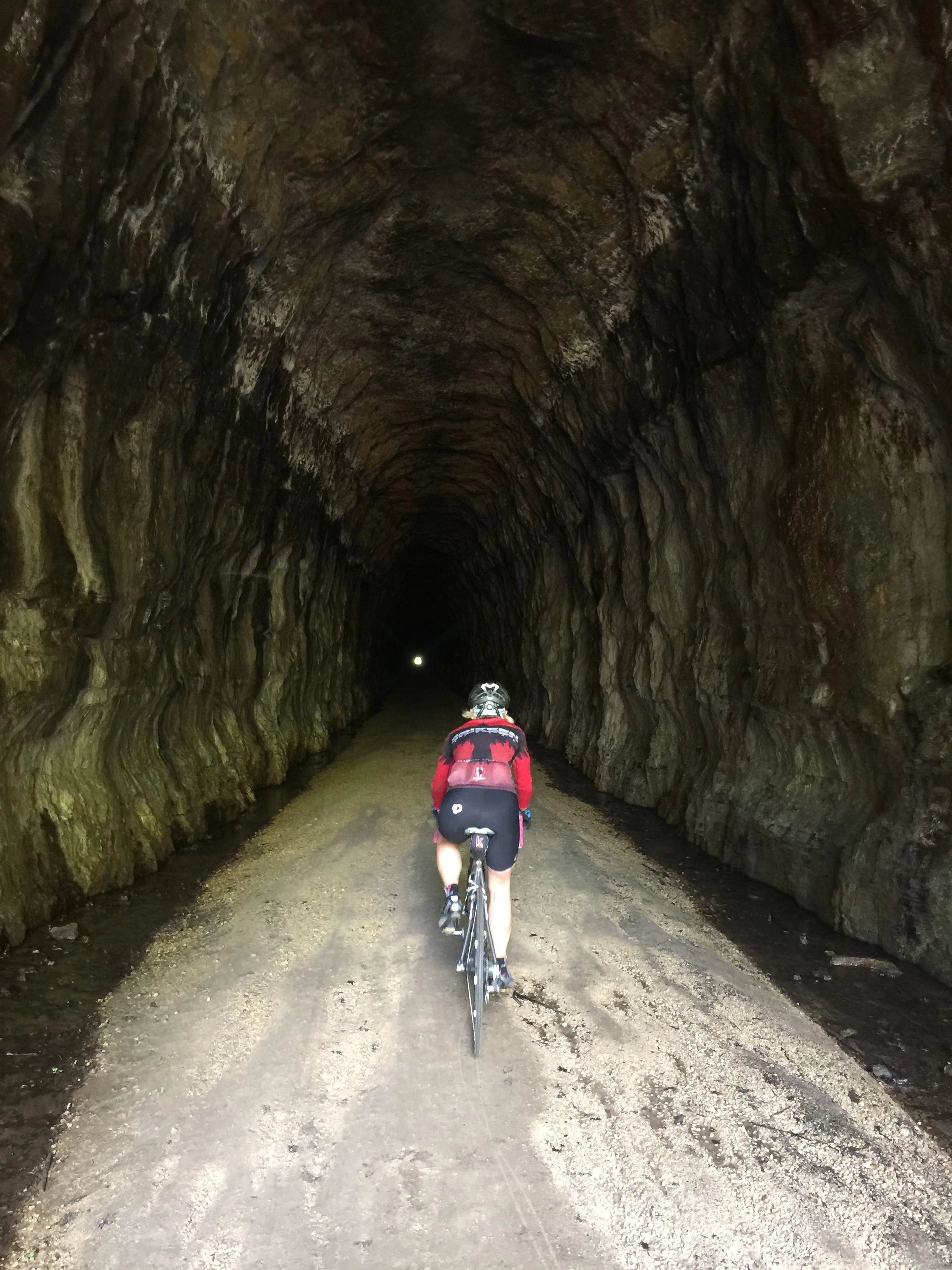 Katie heading into the tunnel.