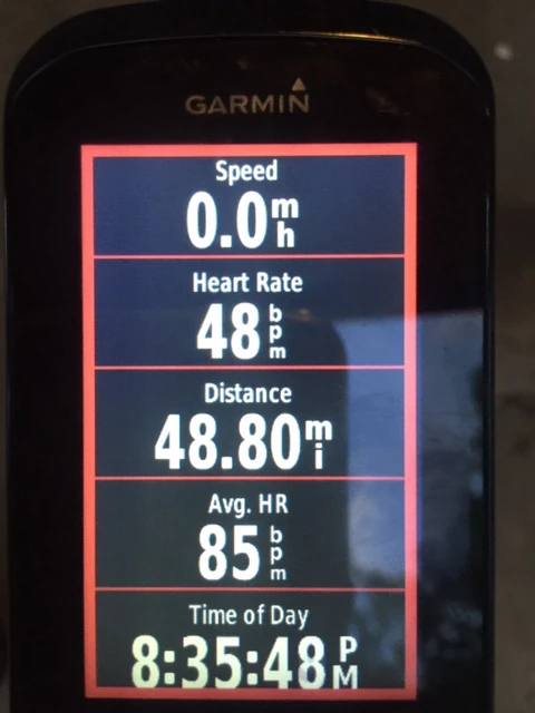 Garmin screen from yesterday&rsquo;s evening ride.