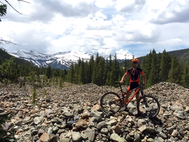 Karl out on a pile of mining rocks.