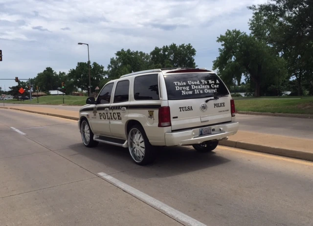 I saw this police car parked at the race. I&rsquo;m not sure about this. It kind of says, if you break the law, we take your shit. I&rsquo;m not exactly sure that is the message the police need to convey to people to make them stop being criminals.
