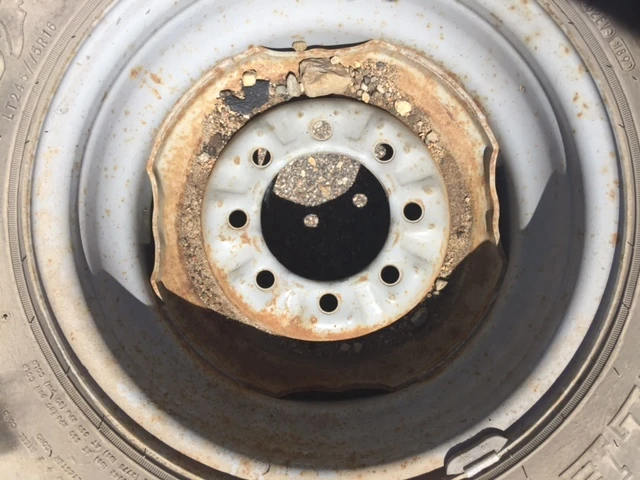 Rim of the spare from being under the car for so long.