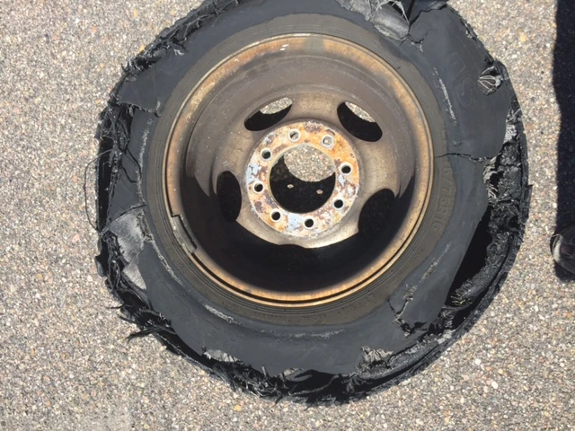 TIre pretty much destroyed.