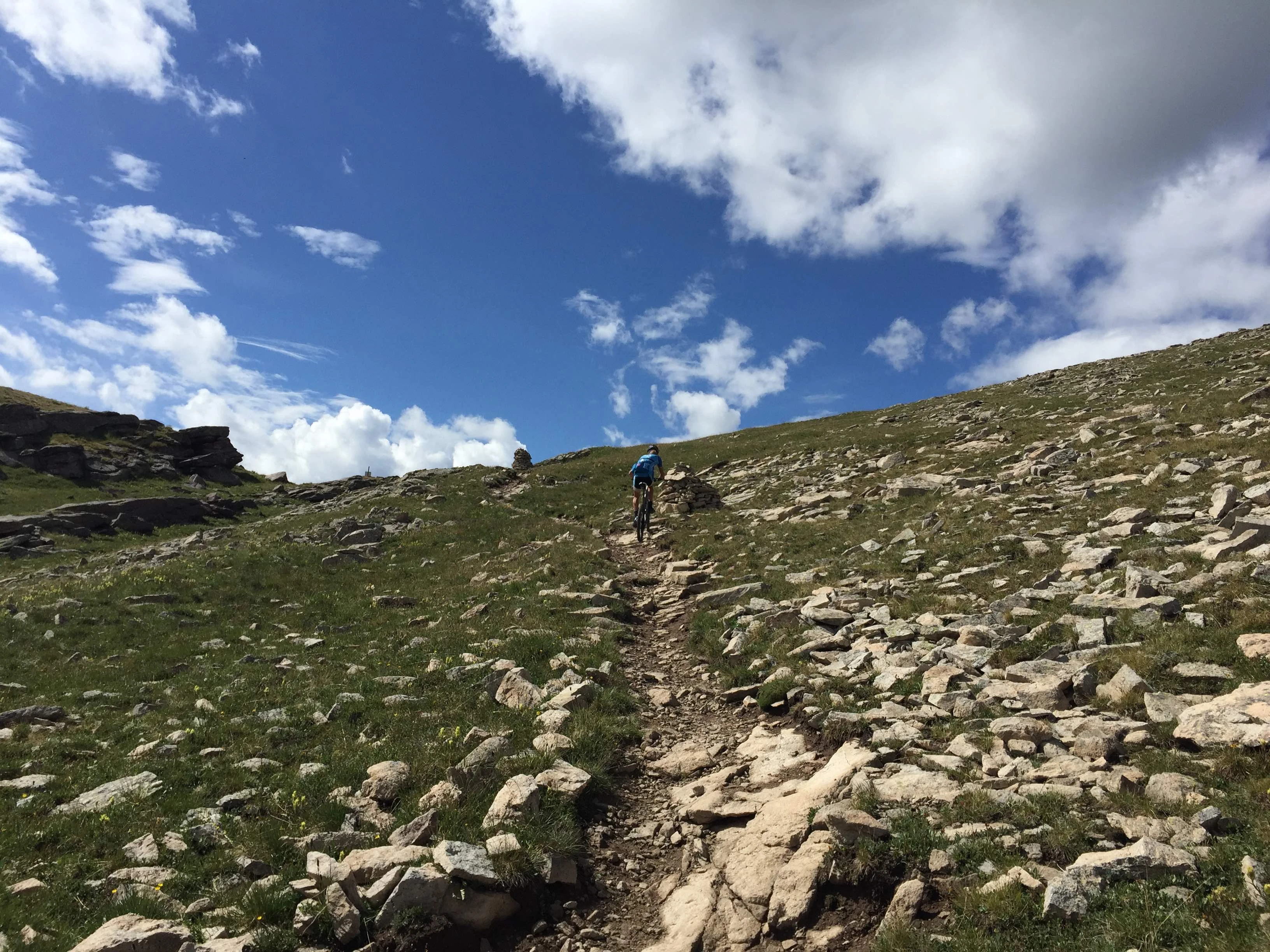Vincent took this photo climbing up above treeline yesterday. I had a Shimano camera on the front, but haven&rsquo;t edited it yet.