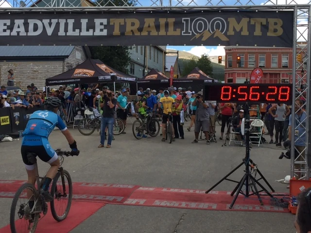 Matt crossing the finish line in Leadville on Saturday.