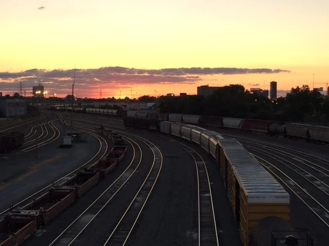 Riding to the race at sunset.
