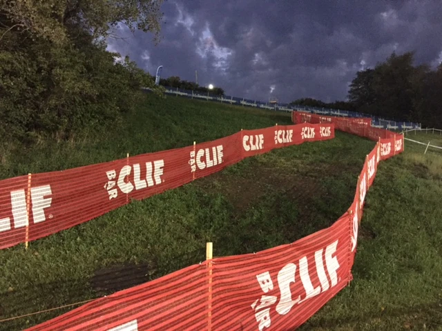 This off-camber section is treacherous in the mud.