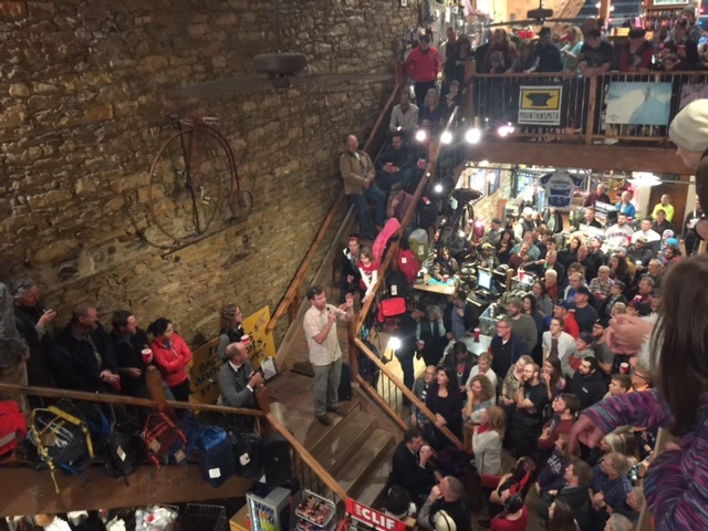 Dan talking to the masses.