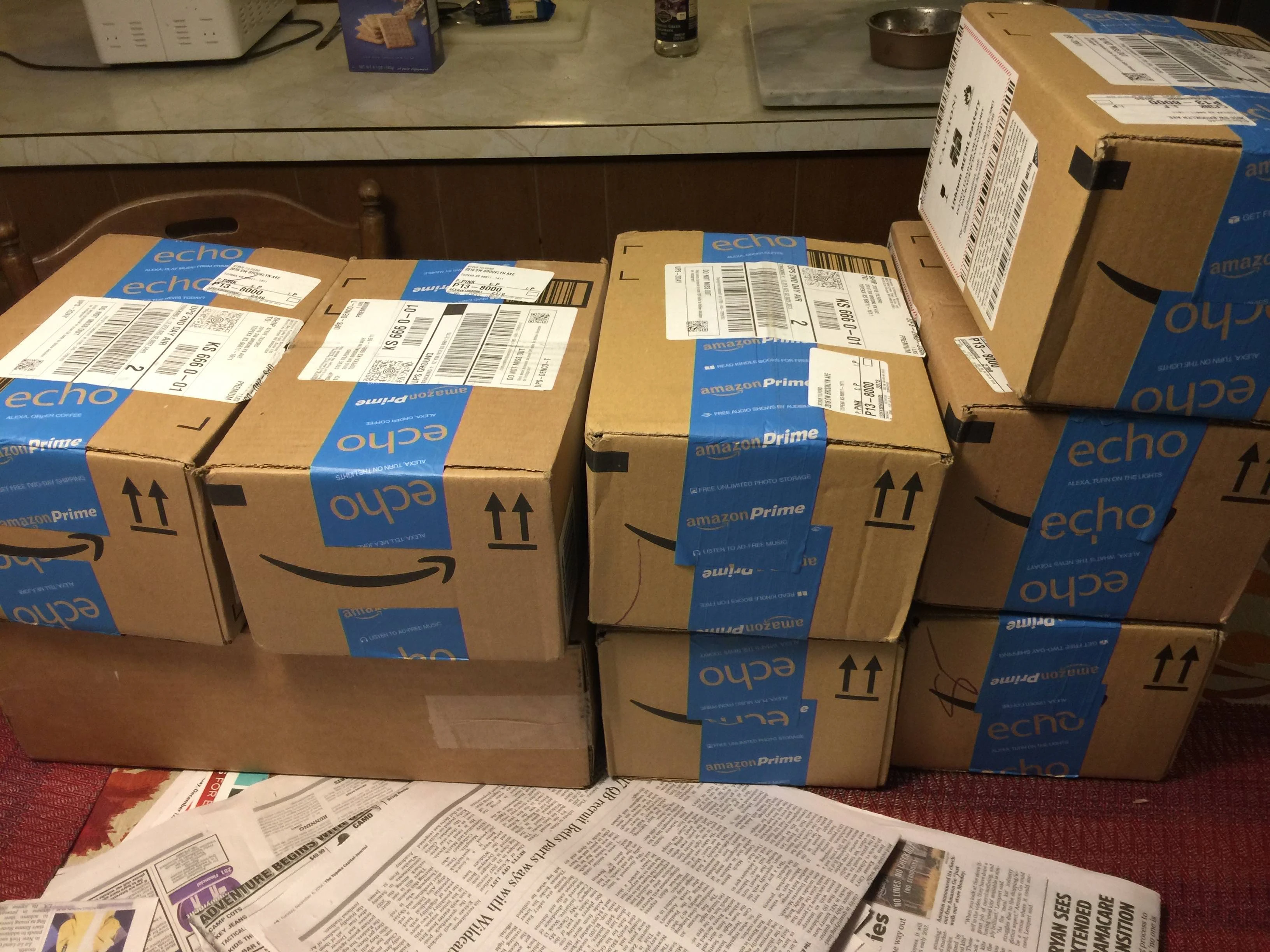 Each box had one light ,except one, with 6. Weird.