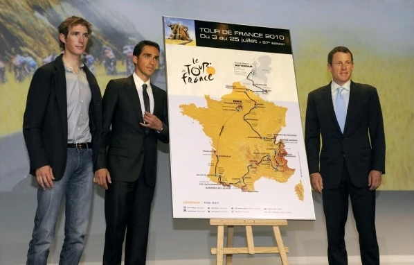 I liked Andy Schleck&rsquo;s clothing choice at the 2010 TdF route presentation.