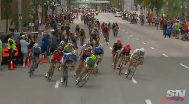 Check the angle at that Peter Sagan&rsquo;s bike is at compared to the other riders.