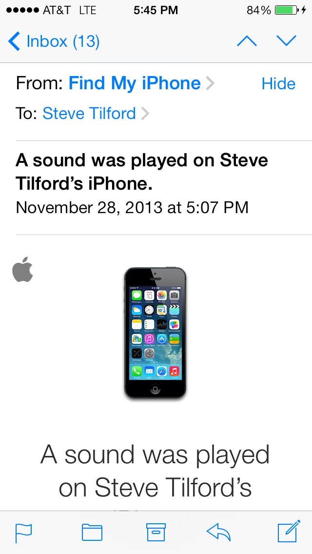 Screen when I picked up the phone.